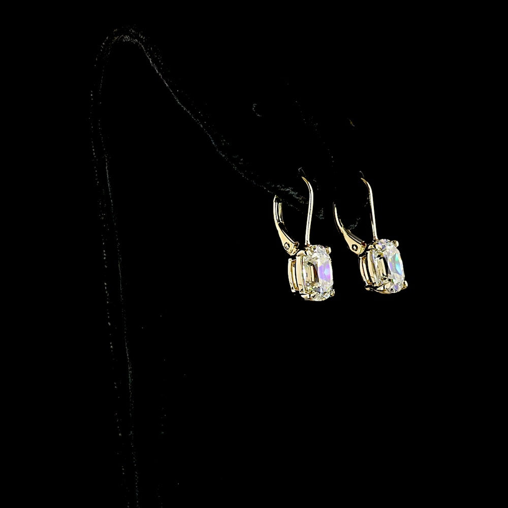 14K Yellow Gold Huggie Earrings with GIA Certified Antique Cushion Cut Lab-Grown Diamonds - 4.23 Carat Total Diamond Weight - Covaloro Fine Jewelry