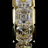 14K Yellow Gold Huggie Earrings with Half-Bezel Set Asscher Cut Lab Diamonds - 3.08 Carats Total Diamond Weight - Covaloro Fine Jewelry