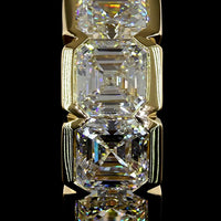 14K Yellow Gold Huggie Earrings with Half Bezel Set Asscher Cut Lab Diamonds - 5.06 Carats Total Diamond Weight - Covaloro Fine Jewelry