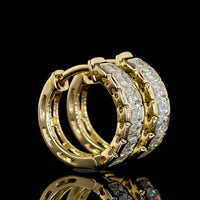 14K Yellow Gold Huggie Earrings with Half Bezel Set Emerald Cut Lab Diamonds - 1.08 Carats Total Diamond Weight - Covaloro Fine Jewelry