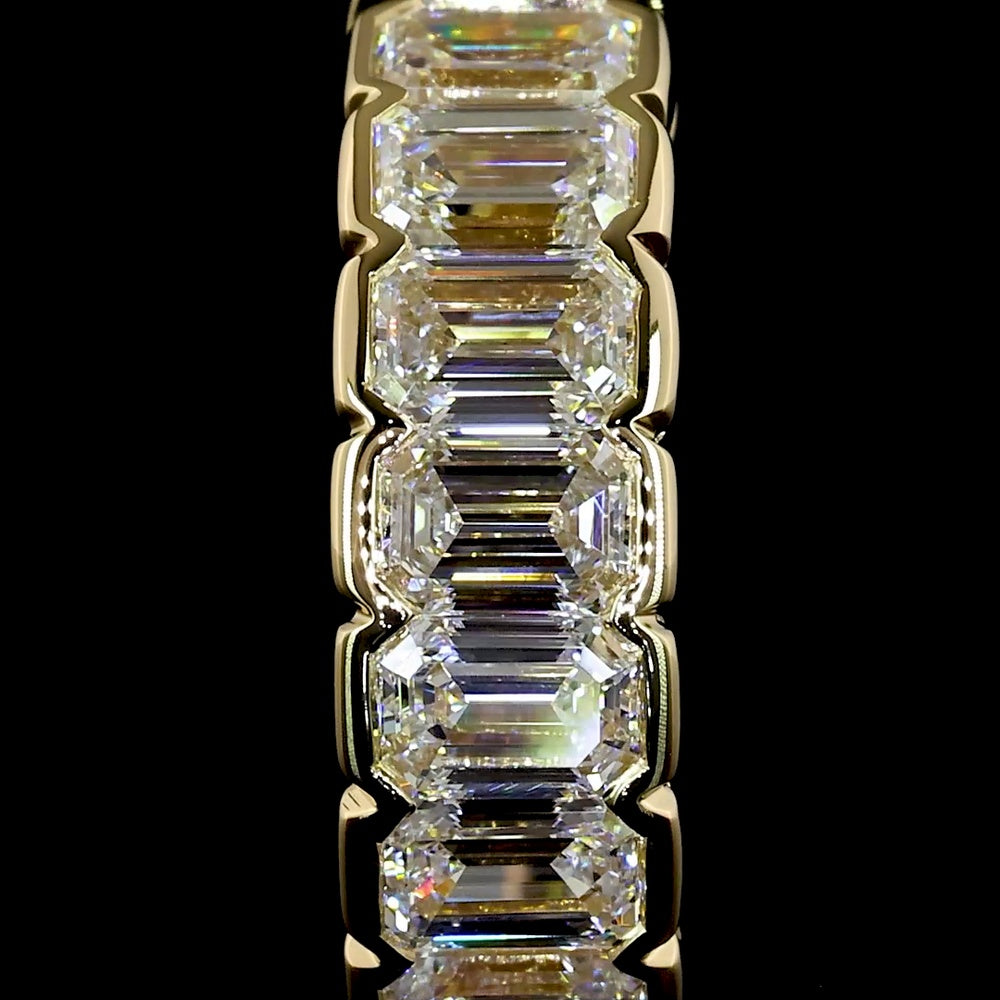 14K Yellow Gold Huggie Earrings with Half Bezel Set Emerald Cut Lab Diamonds - 1.08 Carats Total Diamond Weight - Covaloro Fine Jewelry