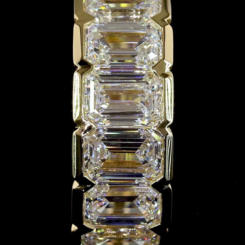 14K Yellow Gold Huggie Earrings with Half Bezel Set Emerald Cut Lab Diamonds - 2.02 Carat Total Weight, E-F Color, VS1 Clarity - Covaloro Fine Jewelry