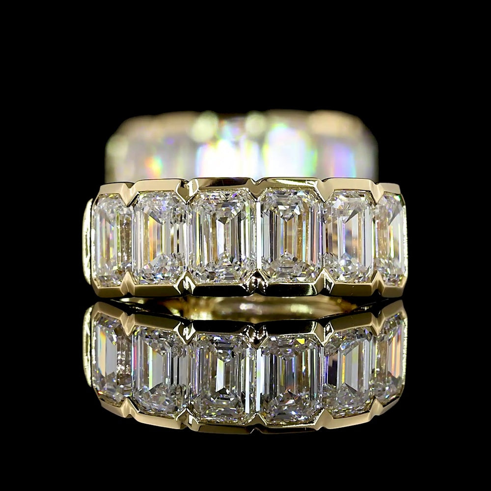 14K Yellow Gold Huggie Earrings with Half Bezel Set Emerald Cut Lab Diamonds - 2.02 Carat Total Weight, E-F Color, VS1 Clarity - Covaloro Fine Jewelry