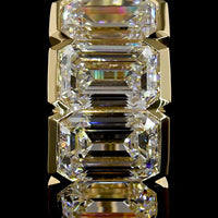 14K Yellow Gold Huggie Earrings with Half-Bezel Set Emerald Cut Lab Diamonds - 4.14 Carat Total Weight - Covaloro Fine Jewelry
