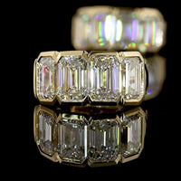 14K Yellow Gold Huggie Earrings with Half-Bezel Set Emerald Cut Lab Diamonds - 4.14 Carat Total Weight - Covaloro Fine Jewelry
