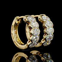 14K Yellow Gold Huggie Earrings with Half Bezel Set Oval Cut Lab Diamonds - 1.10 Carats Total Diamond Weight - Covaloro Fine Jewelry