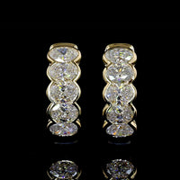 14K Yellow Gold Huggie Earrings with Half Bezel Set Oval Cut Lab Diamonds - 1.10 Carats Total Diamond Weight - Covaloro Fine Jewelry