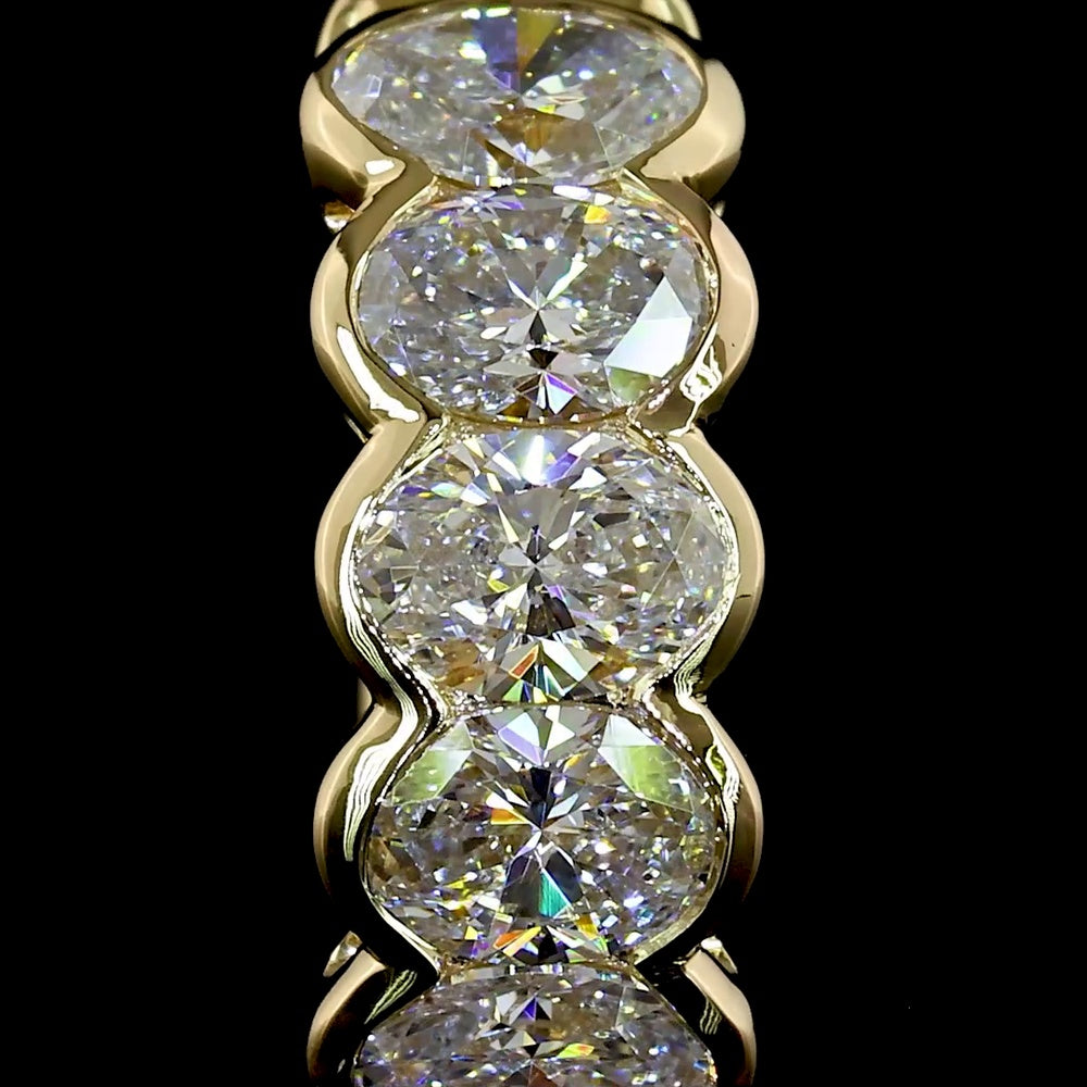 14K Yellow Gold Huggie Earrings with Half Bezel Set Oval Cut Lab Diamonds - 1.10 Carats Total Diamond Weight - Covaloro Fine Jewelry