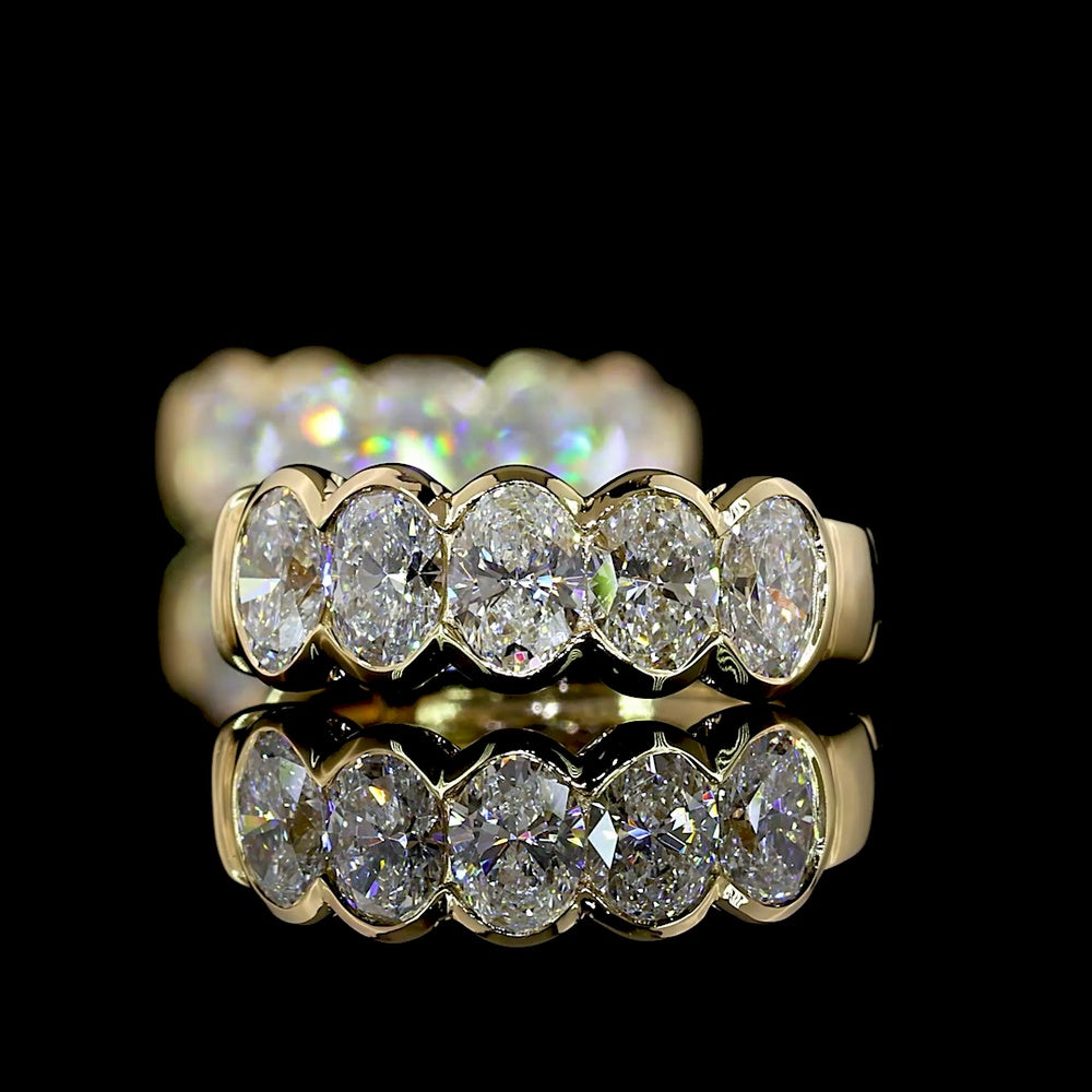 14K Yellow Gold Huggie Earrings with Half Bezel Set Oval Cut Lab Diamonds - 1.10 Carats Total Diamond Weight - Covaloro Fine Jewelry
