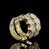 14K Yellow Gold Huggie Earrings with Half Bezel Set Oval Cut Lab Diamonds - 2.09 Carat Total Weight - Covaloro Fine Jewelry