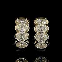 14K Yellow Gold Huggie Earrings with Half Bezel Set Oval Cut Lab Diamonds - 2.09 Carat Total Weight - Covaloro Fine Jewelry