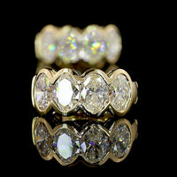 14K Yellow Gold Huggie Earrings with Half Bezel Set Oval Cut Lab Diamonds - 2.09 Carat Total Weight - Covaloro Fine Jewelry