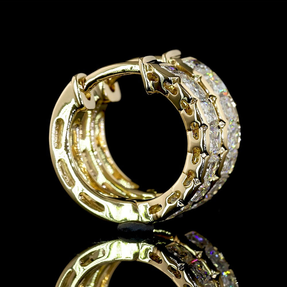 14K Yellow Gold Huggie Earrings with Half-Bezel Set Radiant Cut Lab Diamonds - 1.05 Carats Total Diamond Weight - Covaloro Fine Jewelry