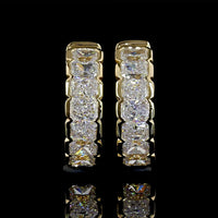 14K Yellow Gold Huggie Earrings with Half-Bezel Set Radiant Cut Lab Diamonds - 1.05 Carats Total Diamond Weight - Covaloro Fine Jewelry