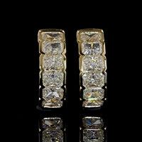 14K Yellow Gold Huggie Earrings with Half-Bezel Set Radiant Cut Lab Diamonds - 2.07 Carat Total Diamond Weight - Covaloro Fine Jewelry