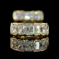 14K Yellow Gold Huggie Earrings with Half-Bezel Set Radiant Cut Lab Diamonds - 2.07 Carat Total Diamond Weight - Covaloro Fine Jewelry
