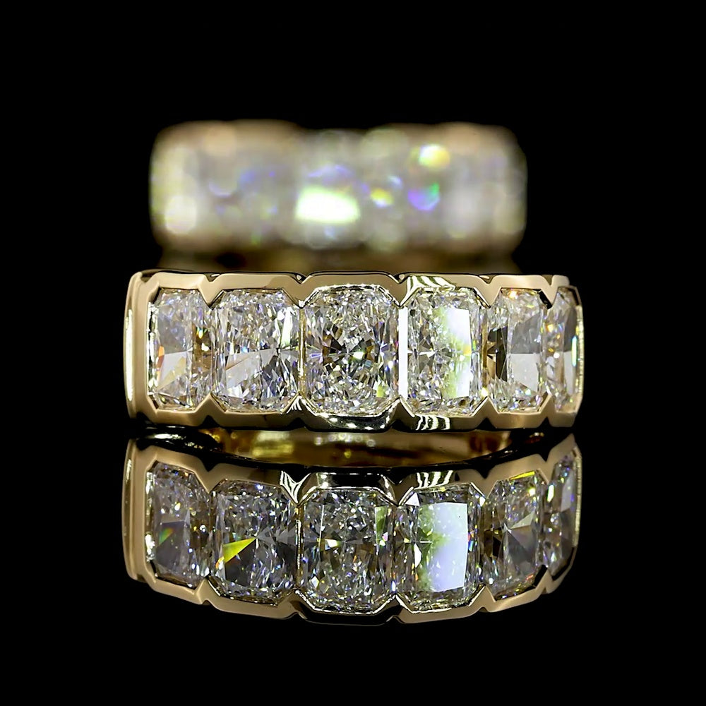 14K Yellow Gold Huggie Earrings with Half-Bezel Set Radiant Cut Lab Diamonds - 2.07 Carat Total Diamond Weight - Covaloro Fine Jewelry