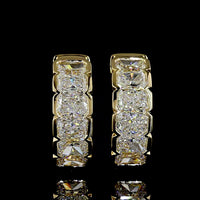 14K Yellow Gold Huggie Earrings with Half Bezel Set Radiant Cut Lab Diamonds - 2.16 Carat Total Diamond Weight - Covaloro Fine Jewelry