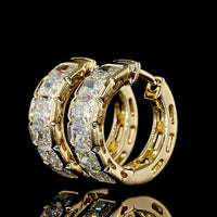 14K Yellow Gold Huggie Earrings with Half Bezel Set Radiant Cut Lab Diamonds - 2.16 Carat Total Diamond Weight - Covaloro Fine Jewelry