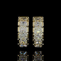14K Yellow Gold Huggie Earrings with Half Bezel Set Radiant Cut Natural Diamonds - 1.98 Carat Total Diamond Weight - Covaloro Fine Jewelry