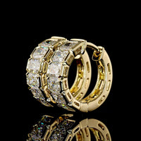 14K Yellow Gold Huggie Earrings with Half Bezel Set Radiant Cut Natural Diamonds - 1.98 Carat Total Diamond Weight - Covaloro Fine Jewelry