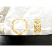 14K Yellow Gold Huggie Earrings with Milgrain Detail and Round Brilliant Diamond Clusters - 0.25 Carat Total Diamond Weight - Royal Jewelry