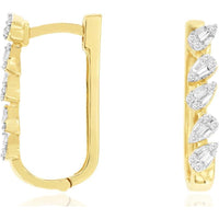 14K Yellow Gold Huggie Earrings with Pear-Inspired Diamond Accents - 0.25 Carat Total Diamond Weight - Royal Jewelry