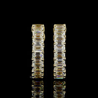 14K Yellow Gold Huggie Earrings with Prong Set Emerald Cut Lab Diamonds - 1.50 Carats Total Diamond Weight - Covaloro Fine Jewelry
