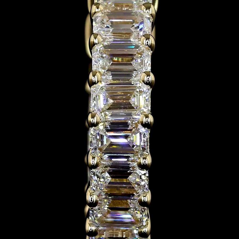 14K Yellow Gold Huggie Earrings with Prong Set Emerald Cut Lab Diamonds - 1.50 Carats Total Diamond Weight - Covaloro Fine Jewelry