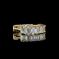 14K Yellow Gold Huggie Earrings with Prong Set Emerald Cut Lab Diamonds - 1.50 Carats Total Diamond Weight - Covaloro Fine Jewelry
