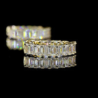 14K Yellow Gold Huggie Earrings with Prong Set Emerald Cut Lab Diamonds - 1.50 Carats Total Diamond Weight - Covaloro Fine Jewelry