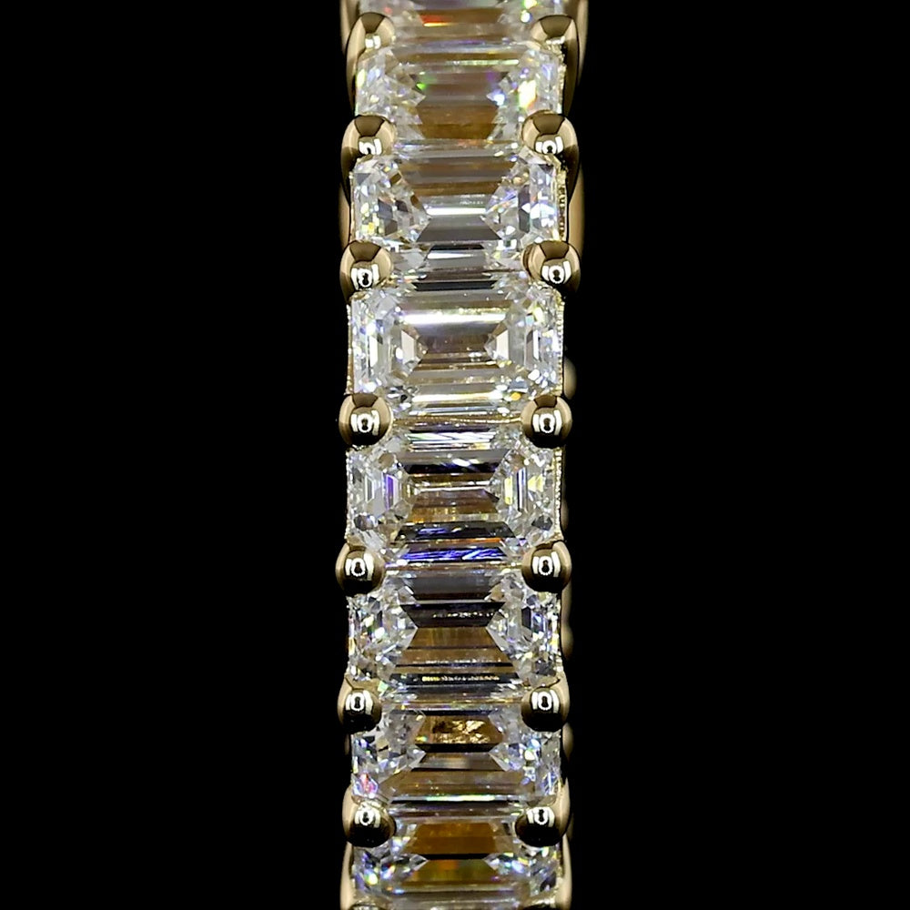 14K Yellow Gold Huggie Earrings with Prong-Set Emerald Cut Lab Diamonds - 1.54 Carats Total Diamond Weight - Covaloro Fine Jewelry