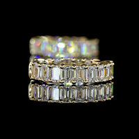 14K Yellow Gold Huggie Earrings with Prong-Set Emerald Cut Lab Diamonds - 1.54 Carats Total Diamond Weight - Covaloro Fine Jewelry