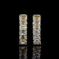 14K Yellow Gold Huggie Earrings with Prong-Set Emerald Cut Lab Diamonds - 1.94 Carat Total Diamond Weight - Covaloro Fine Jewelry