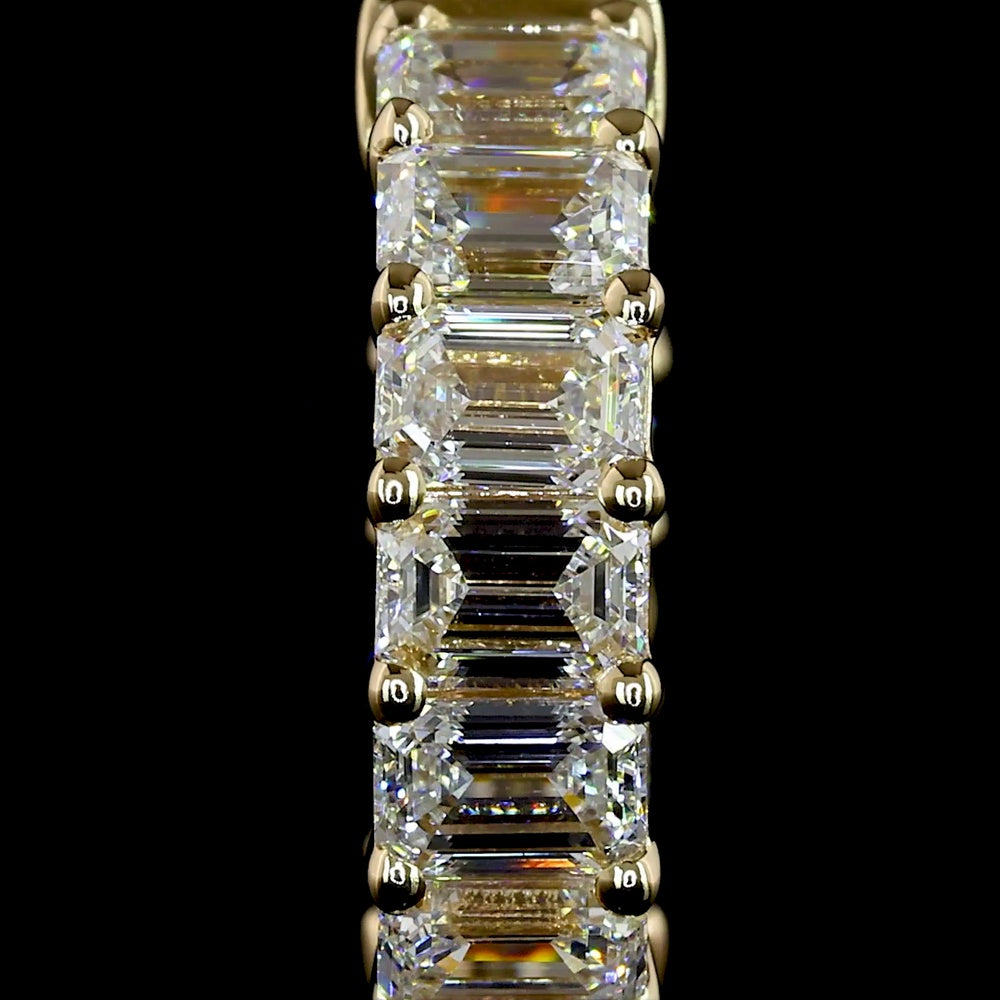 14K Yellow Gold Huggie Earrings with Prong-Set Emerald Cut Lab Diamonds - 1.94 Carat Total Diamond Weight - Covaloro Fine Jewelry