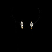 14K Yellow Gold Huggie Earrings with Prong-Set Marquise Cut Lab Diamonds - 1.05 Carat Total Weight - Covaloro Fine Jewelry