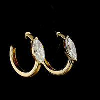 14K Yellow Gold Huggie Earrings with Prong-Set Marquise Cut Lab Diamonds - 1.05 Carat Total Weight - Covaloro Fine Jewelry