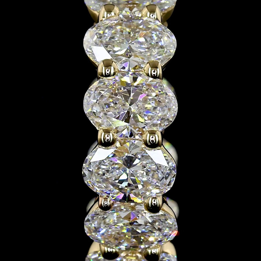 14K Yellow Gold Huggie Earrings with Prong Set Oval Cut Lab Diamonds - 3.04 Carat Total Weight, E-F Color VS Clarity - Covaloro Fine Jewelry