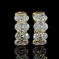 14K Yellow Gold Huggie Earrings with Prong Set Oval Cut Lab Diamonds - 3.62 Carat Total Diamond Weight - Covaloro Fine Jewelry