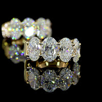 14K Yellow Gold Huggie Earrings with Prong Set Oval Cut Lab Diamonds - 3.62 Carat Total Diamond Weight - Covaloro Fine Jewelry