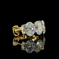14K Yellow Gold Huggie Earrings with Prong Set Oval Cut Lab Diamonds - 3.62 Carat Total Diamond Weight - Covaloro Fine Jewelry
