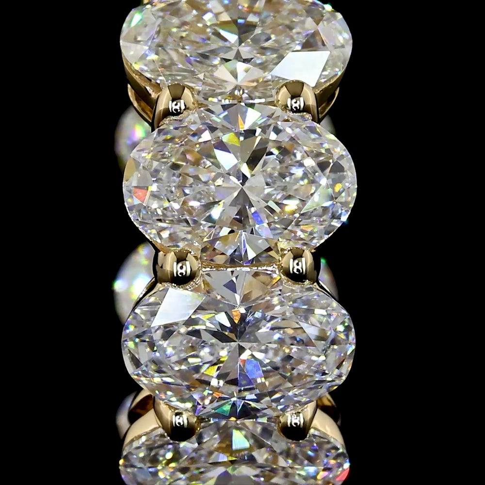 14K Yellow Gold Huggie Earrings with Prong Set Oval Cut Lab Diamonds - 5.13 Carat Total Weight (E-F Color, VS Clarity) - Covaloro Fine Jewelry