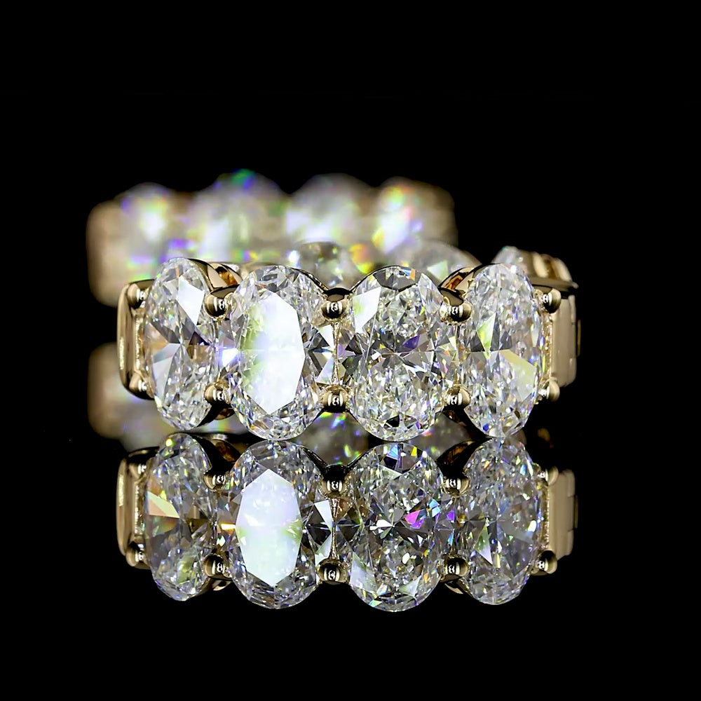 14K Yellow Gold Huggie Earrings with Prong Set Oval Cut Lab Diamonds - 5.13 Carat Total Weight (E-F Color, VS Clarity) - Covaloro Fine Jewelry
