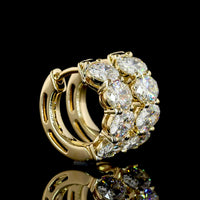 14K Yellow Gold Huggie Earrings with Prong-Set Oval Natural Diamonds - 3.03 Carats Total Diamond Weight - Covaloro Fine Jewelry