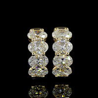 14K Yellow Gold Huggie Earrings with Prong-Set Oval Natural Diamonds - 3.03 Carats Total Diamond Weight - Covaloro Fine Jewelry