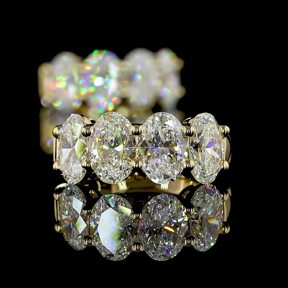 14K Yellow Gold Huggie Earrings with Prong-Set Oval Natural Diamonds - 3.03 Carats Total Diamond Weight - Covaloro Fine Jewelry