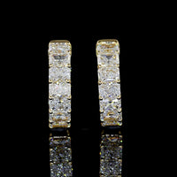 14K Yellow Gold Huggie Earrings with Prong Set Radiant Cut Lab Diamonds - 6.32 Carat Total Diamond Weight - Covaloro Fine Jewelry
