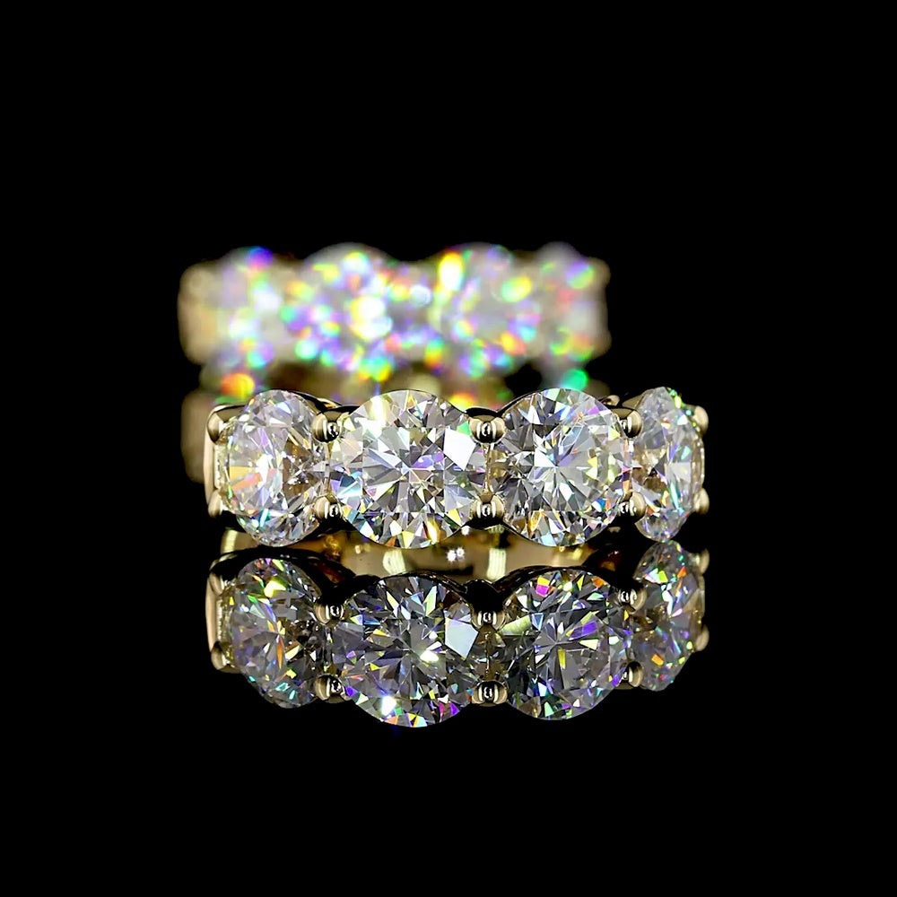 14K Yellow Gold Huggie Earrings with Prong Set Round Brilliant Lab Diamonds - 3.05 Carats Total Diamond Weight - Covaloro Fine Jewelry