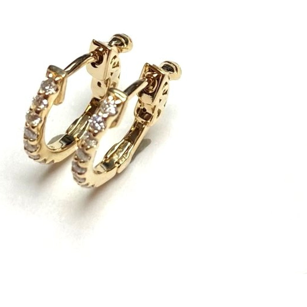 14K Yellow Gold Huggie Earrings with Prong Set Round Diamonds - 0.25 Carat Total Diamond Weight by Auriventus