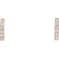 14K Yellow Gold Huggie Earrings with Prong Set Round Diamonds - 0.50 Carats Total Diamond Weight